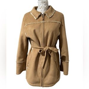 Wilson's Leather Suede Shearling Coat - Real Fox Fur